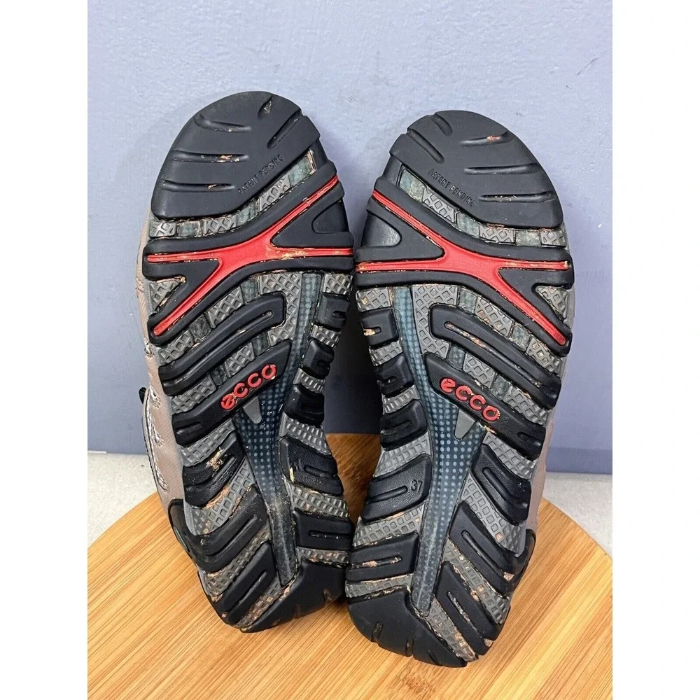 ECCO‎ Hiking Shoes Women 37 6-6.5 Brown Blue Gore-Tex Trail Low Top Sneakers